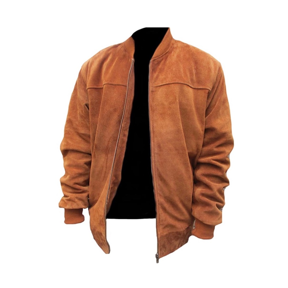 Classyak Men's Suede Leather Bomber Jacket